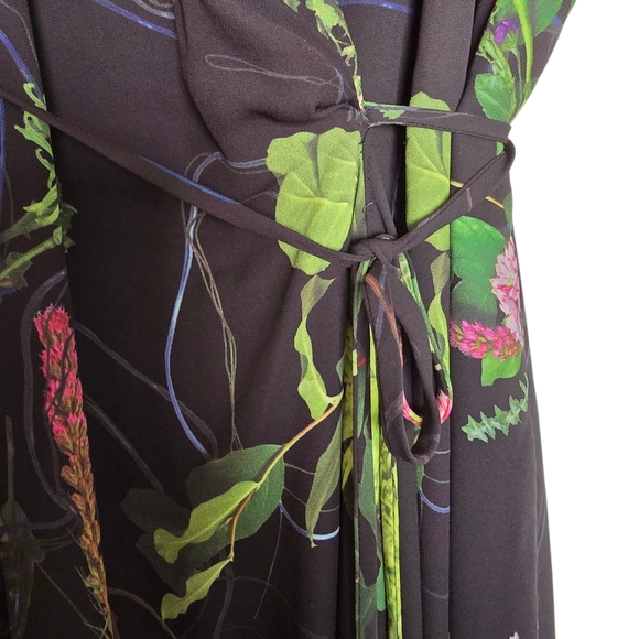 Babaton Black Wrap Dress with Floral Design - Picture 2 of 7